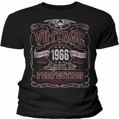 60th Birthday Gift Shirt for Men - Vintage 1966 Aged to Perfection - Black-003-Lg