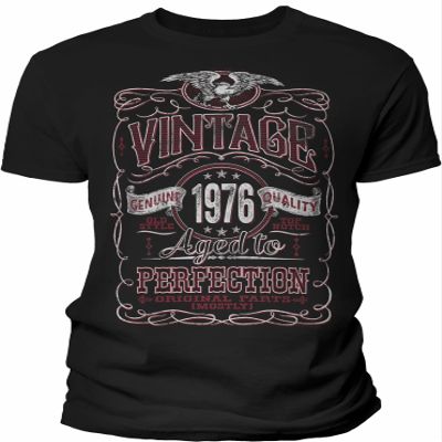 50th Birthday Gift Shirt for Men - Vintage 1976 Aged to Perfection - Black-003-Md
