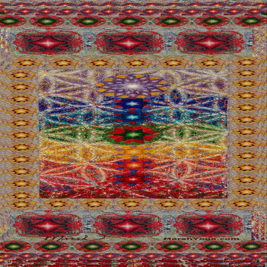 Energetic Integrations, Premium Yoga Mat,100% Natural Tree Rubber, 24"x72.5", 4mm thick, Great Grip,Odorless,Colorfast,Patented Printing Process designs from original wool yoga rugs by Charlene Marsh.