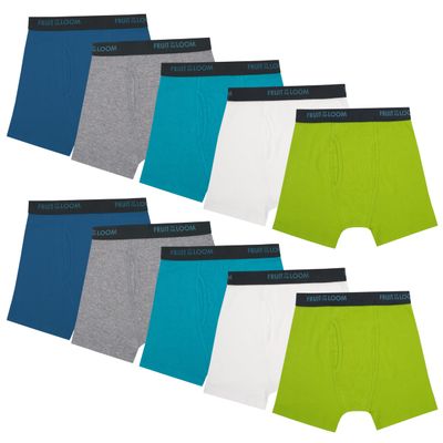 Fruit of the Loom Boy's Big Toddler Boxer Briefs, Tag Free and Breathable Underwear, Multipacks, 10 Pack-Assorted Colors, Large