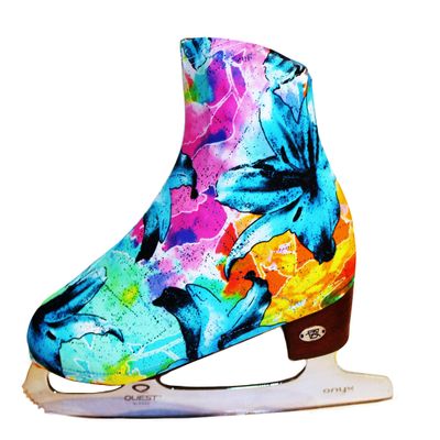 Ice Fire 1 Pair Skate Boot Covers | Durable Boot Protector for Ice/Figure/Roller Skate | Universal Size | Skating Accessory- Aqua Garden