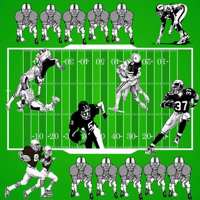 Football Field with Players 1217 (35 inch Square)
