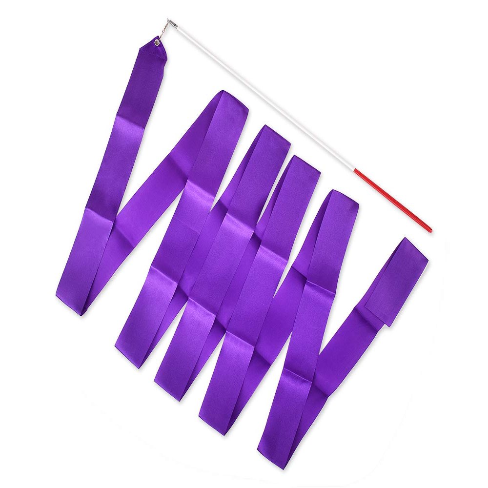 DS. DISTINCTIVE STYLE Dance Ribbons with Wands 4 Yards Long Rhythmic Gymnastics Ribbon Dance Streamer for Kids Baton Twirling (Purple)