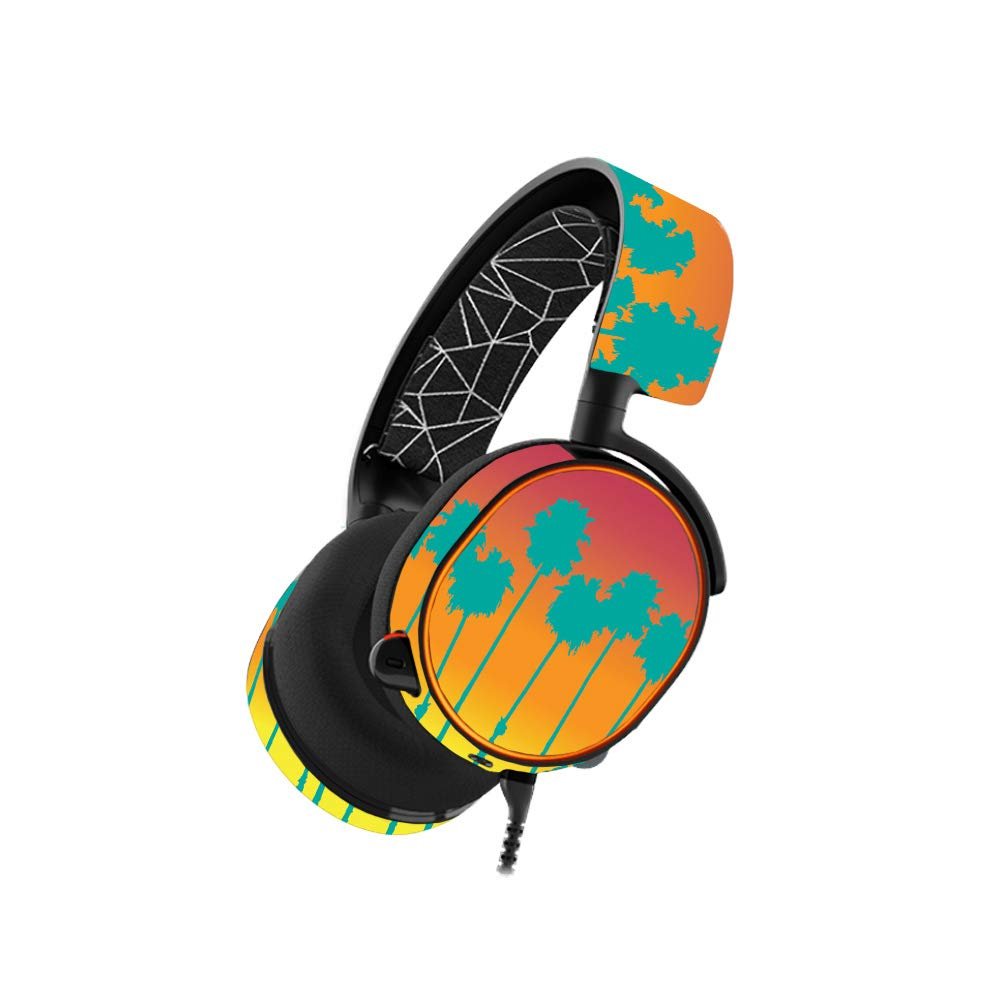 MightySkins Skin Compatible with SteelSeries Arctis 5 Gaming Headset - Sherbet Palms | Protective, Durable, and Unique Vinyl wrap Cover | Easy to Apply, Remove, and Change Styles | Made in The USA