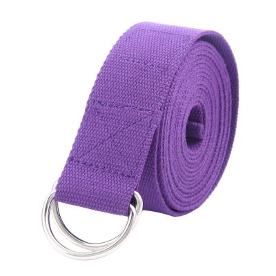 elpishop Fitness Exercise Yoga Strap - Durable Cotton 10 Feet Long Metal D-Ring (Purple)