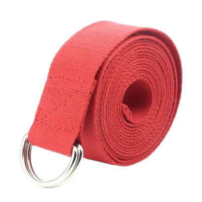 elpishop Fitness Exercise Yoga Strap - Durable Cotton 10 Feet Long Metal D-Ring (Red)