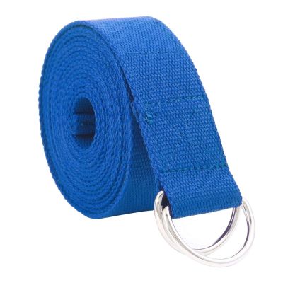 elpishop Fitness Exercise Yoga Strap - Durable Cotton 10 Feet Long Metal D-Ring (Royal Blue)