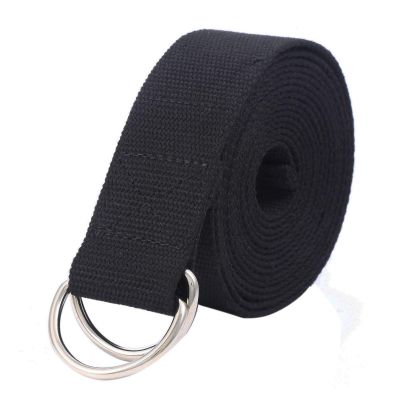 elpishop Fitness Exercise Yoga Strap - Durable Cotton 10 Feet Long Metal D-Ring (Black)