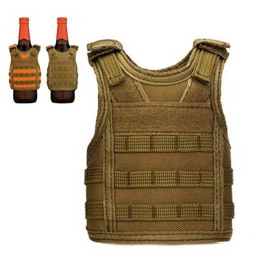 UpAuto Mini Beer Vest Bottle Beverage Cooler Holder MOLLE Vest for 12oz or 16oz Cool Bottle Decoration (Khaki)