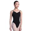 117141028 Girls Camisole Pinch Front And Low V Back Classic Elegant Ballet Leotards (L 170, Black)