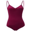 Daydance Cotton Burgundy Women Dance Leotards Adult Ballet Clothes with Mesh V-Back view 4