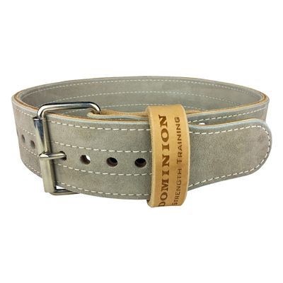 Dominion Strength Training Gray Suede 3-inch Weightlifting Belt - Premium Powerlifting Support with Enhanced Grip Technology (LG, 35-45" Waist Size not Pants Size)