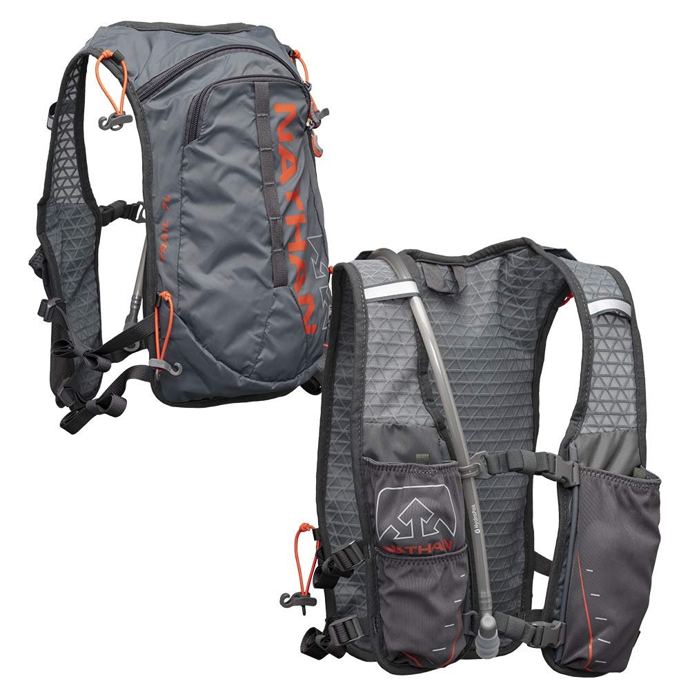 Nathan TrailMix 7L Running Vest for Men & Women, Hydration Vest w/ 2L Bladder Hydration Pack, Water Backpack for Hiking, Running, Walking, Marathon, Race - Charcoal Grey