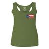 0062. Puerto Rico Flag Boricua Rican Nuyorican Women's Tank Top Racerback (Olive, Small)
