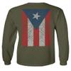 0062. Puerto Rico Flag Boricua Rican Nuyorican Men's Long Sleeve t Shirt (Olive, Small) view 3