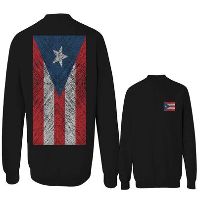 0062. Puerto Rico Flag Boricua Rican Nuyorican Men's Crewneck Sweatshirt (Black Large)