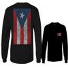 0062. Puerto Rico Flag Boricua Rican Nuyorican Men's Long Sleeve t Shirt (Black, Small)