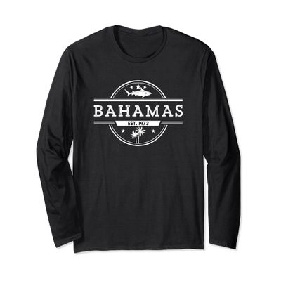 Long Sleeve Bahamas Tourist Shirt with a Shark and Palm Tree