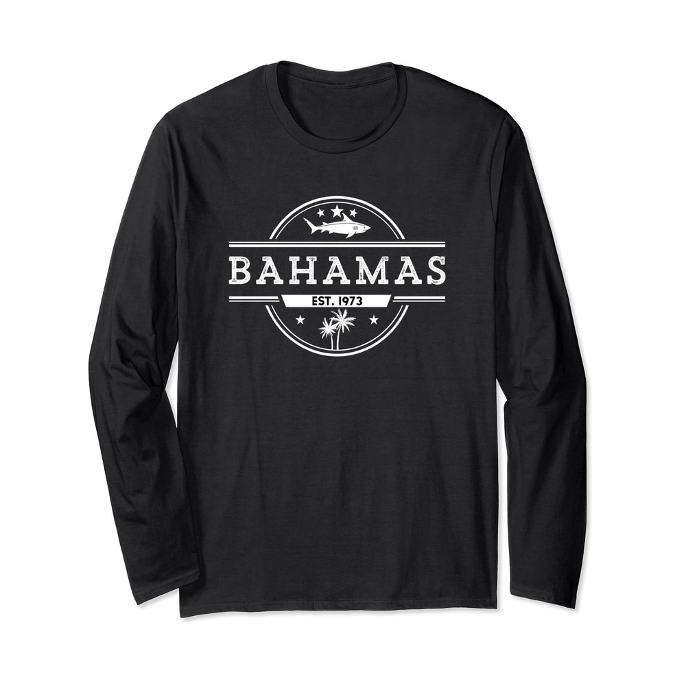 Long Sleeve Bahamas Tourist Shirt with a Shark and Palm Tree