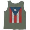 0062. Puerto Rico Flag Boricua Rican Nuyorican Men's Fitted Tank Top (Olive, Small) view 3
