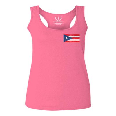 0062. Puerto Rico Flag Boricua Rican Nuyorican Women's Tank Top Racerback (Pink Small)