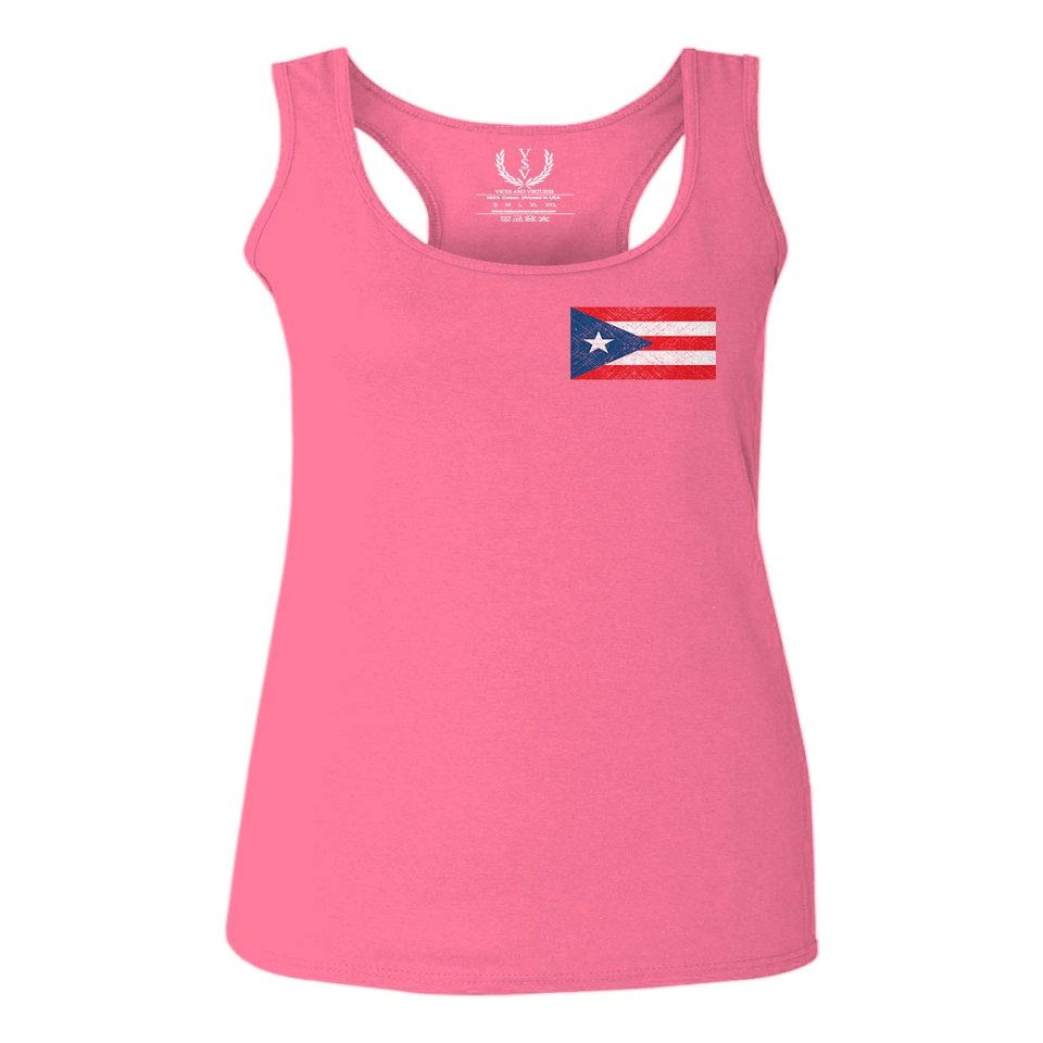 0062. Puerto Rico Flag Boricua Rican Nuyorican Women's Tank Top Racerback (Pink Small)