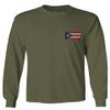 0062. Puerto Rico Flag Boricua Rican Nuyorican Men's Long Sleeve t Shirt (Olive, Large) view 2