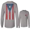 0062. Puerto Rico Flag Boricua Rican Nuyorican Men's Long Sleeve t Shirt (Light Gray 2X Large) view 1