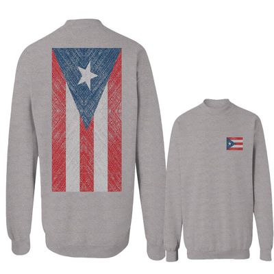 0062. Puerto Rico Flag Boricua Rican Nuyorican Men's Crewneck Sweatshirt (Light Gray X-Large)