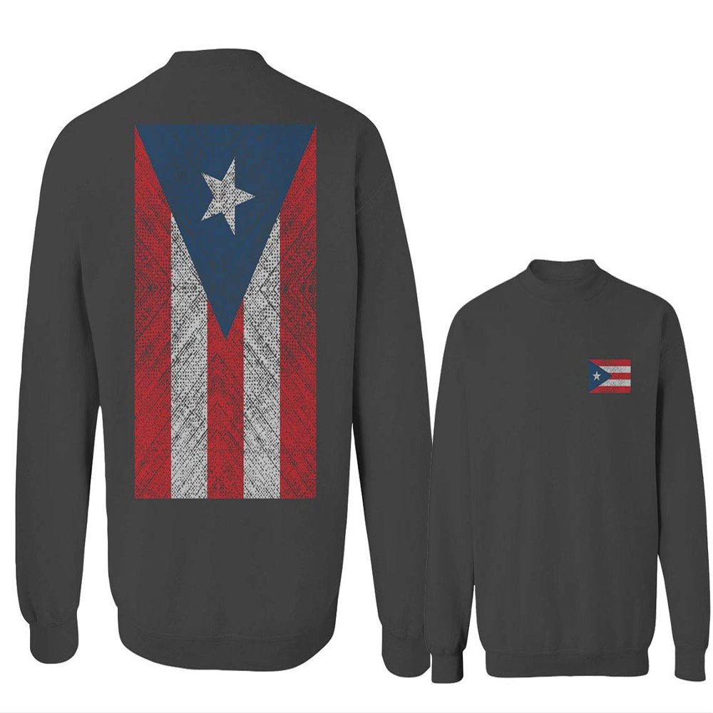 0062. Puerto Rico Flag Boricua Rican Nuyorican Men's Crewneck Sweatshirt (Characol X-Large) Charcoal