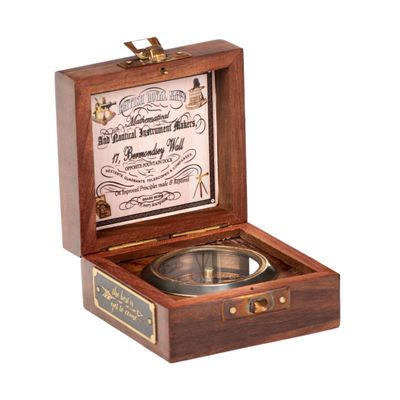 Antiqula Vintage Compass in Handcrafted Rosewood Box, Decorative Nautical Compass for Gifts, Brass and Wooden Design