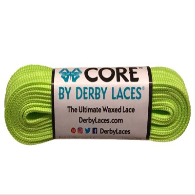 Derby Laces CORE Narrow 6mm Waxed Lace for Figure Skates, Roller Skates, Boots, and Regular Shoes (Lime Green, 96 Inch / 244 cm)