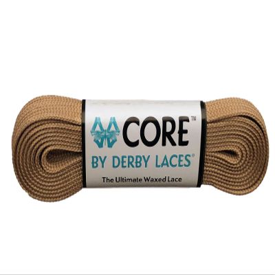 Derby Laces CORE Narrow 6mm Waxed Lace for Figure Skates, Roller Skates, Boots, and Regular Shoes (Coffee Latte Brown, 96 Inch / 244 cm)