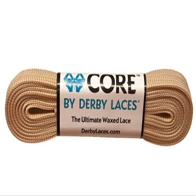 Derby Laces CORE Narrow 6mm Waxed Lace for Figure Skates, Roller Skates, Boots, and Regular Shoes (Tan, 60 Inch / 152 cm)
