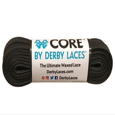 Derby Laces CORE Narrow 6mm Waxed Lace for Figure Skates, Roller Skates, Boots, and Regular Shoes (Black, 96 Inch / 244 cm)
