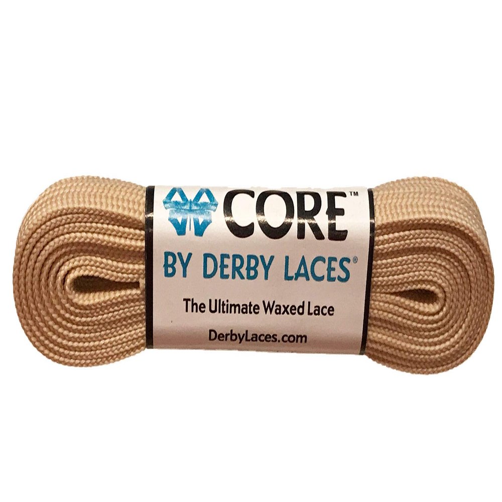 Derby Laces CORE Narrow 6mm Waxed Lace for Figure Skates, Roller Skates, Boots, and Regular Shoes (Tan, 84 Inch / 213 cm)