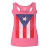0063. Vintage Bandera Puerto Rico Flag Boricua Rican Nuyorican Women's Tank Top Racerback (Pink Large) view 1