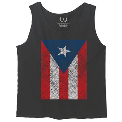 0063. Vintage Bandera Puerto Rico Flag Boricua Rican Nuyorican Men's Tank Top (Charcoal, Medium)