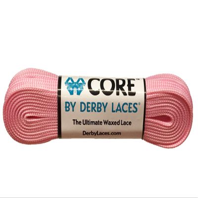 Derby Laces CORE Narrow 6mm Waxed Lace for Figure Skates, Roller Skates, Boots, and Regular Shoes (Pink Cotton Candy, 96 Inch / 244 cm)