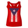 0063. Vintage Bandera Puerto Rico Flag Boricua Rican Nuyorican Women's Tank Top Racerback (Red, Large) view 1