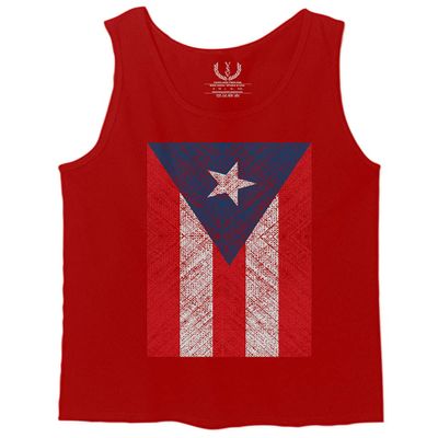 0063. Vintage Bandera Puerto Rico Flag Boricua Rican Nuyorican Men's Tank Top (Red, Small)