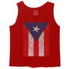 0063. Vintage Bandera Puerto Rico Flag Boricua Rican Nuyorican Men's Tank Top (Red, Small) view 1