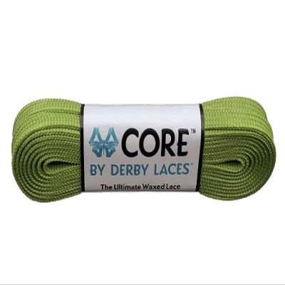Derby Laces CORE Narrow 6mm Waxed Lace for Figure Skates, Roller Skates, Boots, and Regular Shoes (Olive Green, 96 Inch / 244 cm)