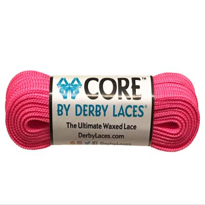 Derby Laces CORE Narrow 6mm Waxed Lace for Figure Skates, Roller Skates, Boots, and Regular Shoes (Hot Pink, 54 Inch / 137 cm)
