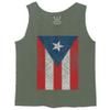 0063. Vintage Bandera Puerto Rico Flag Boricua Rican Nuyorican Men's Fitted Tank Top (Olive, Medium) view 1