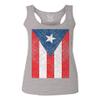 0063. Vintage Bandera Puerto Rico Flag Boricua Rican Nuyorican Women's Tank Top Racerback (Light Gray Large) view 1