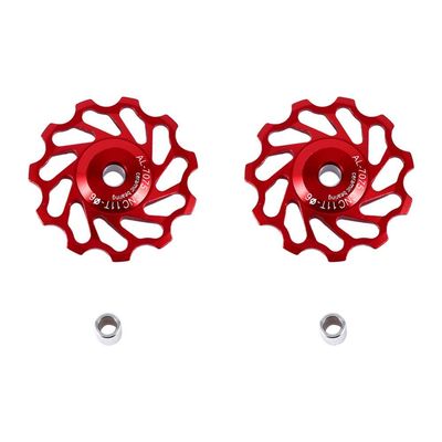 Derailleur Pulley 11T 13T Ceramic Aluminum Wheel Rear Adjust 7/8/9/10 Speed 3Colors(11T Red)