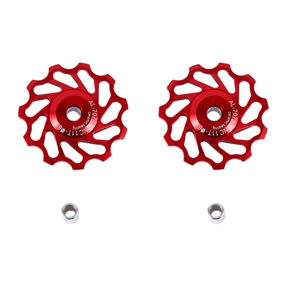 Derailleur Pulley 11T 13T Ceramic Aluminum Wheel Rear Adjust 7/8/9/10 Speed 3Colors(11T Red)