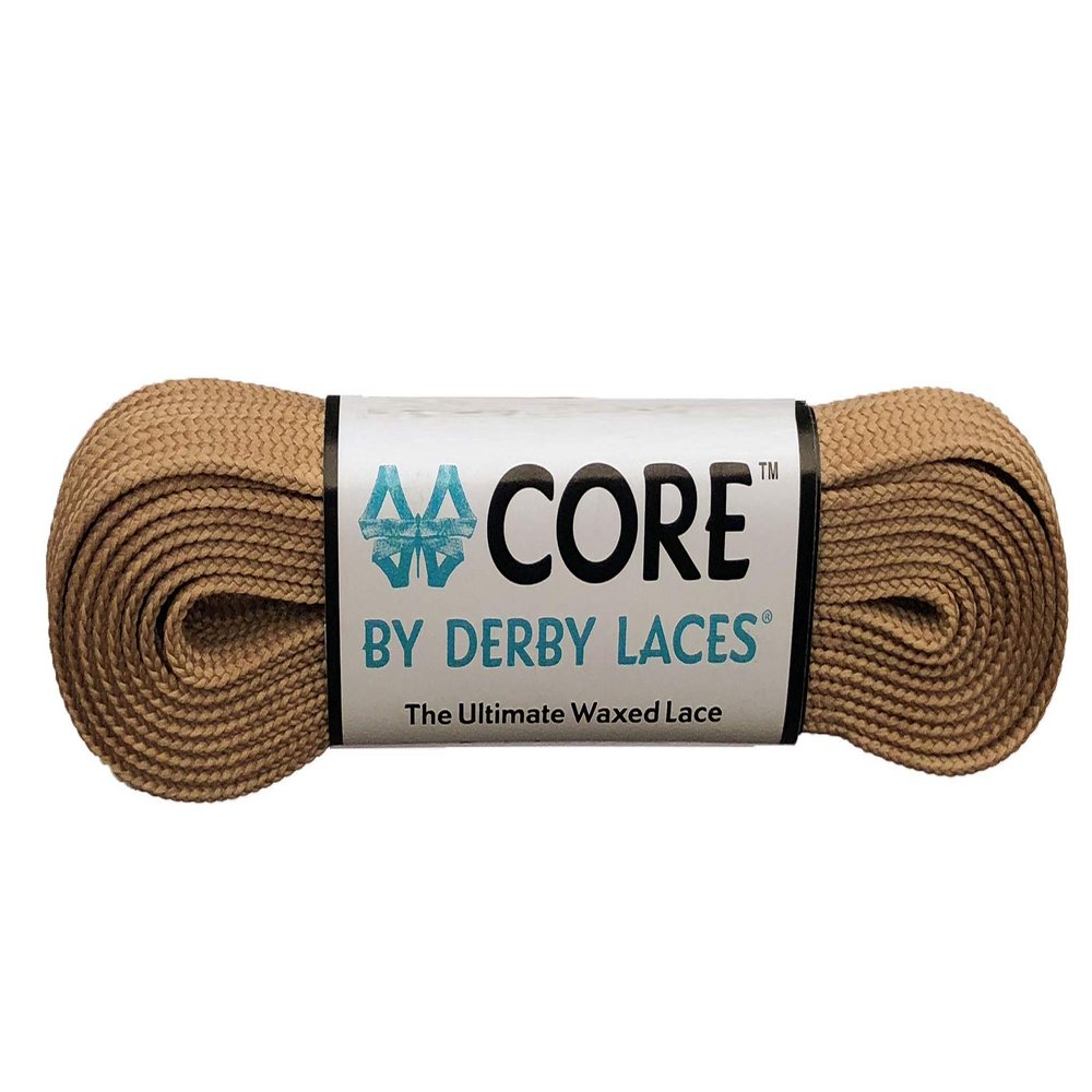 Derby Laces CORE Narrow 6mm Waxed Lace for Figure Skates, Roller Skates, Boots, and Regular Shoes (Coffee Latte Brown, 54 Inch / 137 cm)