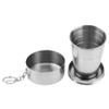 Aramox Portable Stainless Steel Folding Cup, 60ml, 6-Fold Design with Key Chain for Camping, Traveling, Hiking, Fishing